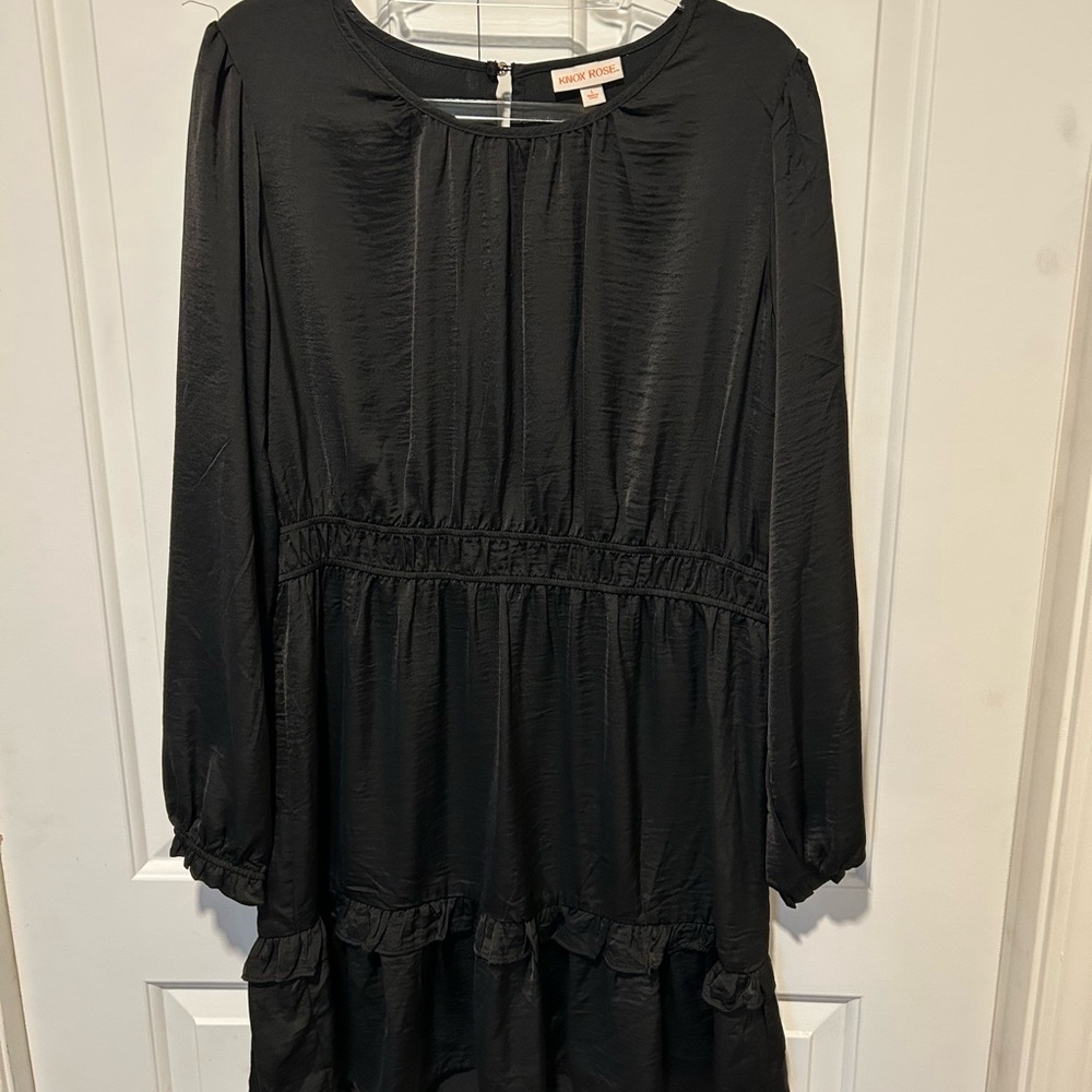 Knox Rose Black Tiered Ruffle Long Sleeve Dress